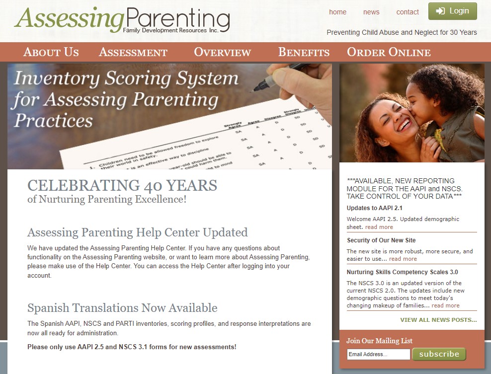 AssessingParenting.com website screenshot