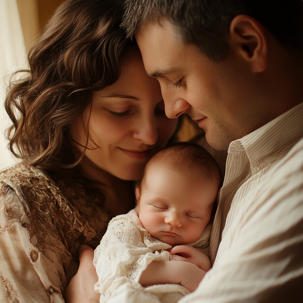 hatband and wife with a newborn baby
