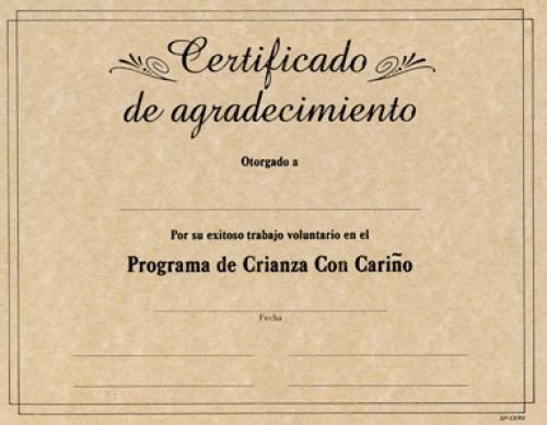 Spanish Certificates Volunteer - pkg/20 (SPCERV)
